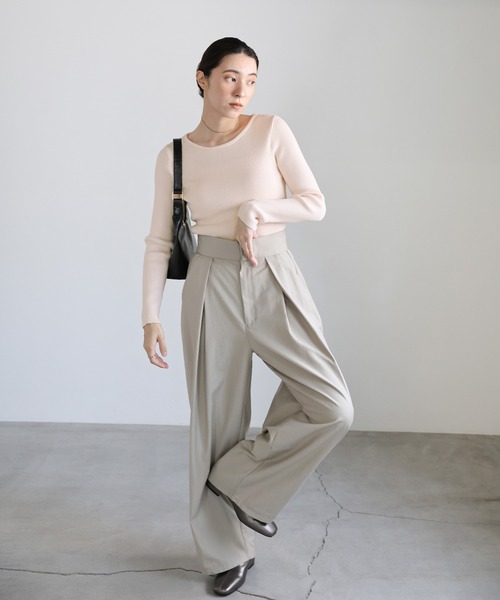 select MOCA(セレクトモカ)の「クルーネックリブニット(ニット/セーター・レディース・グレー/ライトグレー/オリーブ/グレイッシュベージュ/ブラック/アイボリー・FREE)」の21枚目の写真