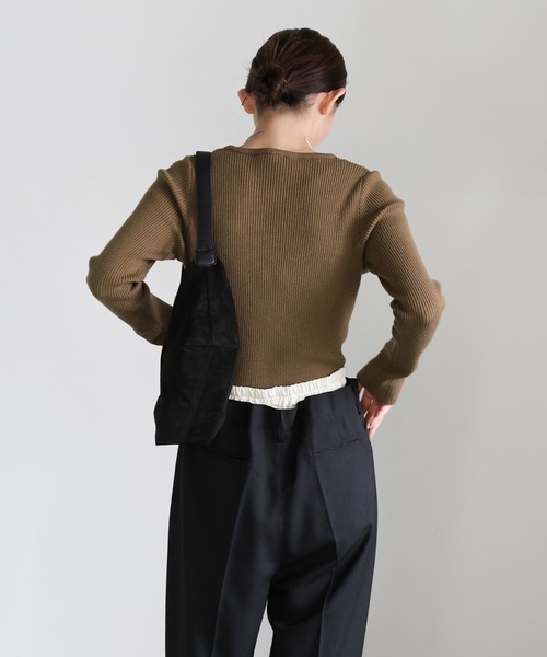 select MOCA(セレクトモカ)の「クルーネックリブニット(ニット/セーター・レディース・グレー/ライトグレー/オリーブ/グレイッシュベージュ/ブラック/アイボリー・FREE)」の16枚目の写真