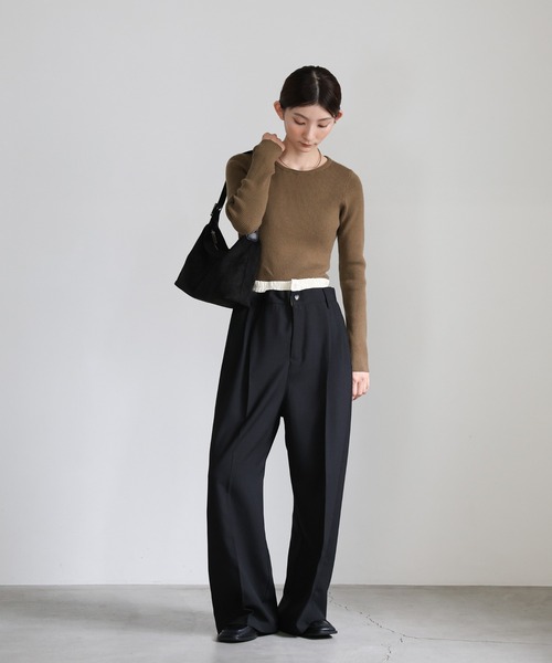 select MOCA(セレクトモカ)の「クルーネックリブニット(ニット/セーター・レディース・グレー/ライトグレー/オリーブ/グレイッシュベージュ/ブラック/アイボリー・FREE)」の15枚目の写真