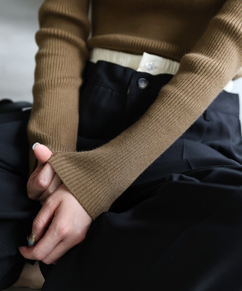 select MOCA(セレクトモカ)の「クルーネックリブニット(ニット/セーター・レディース・グレー/ライトグレー/オリーブ/グレイッシュベージュ/ブラック/アイボリー・FREE)」の18枚目の写真