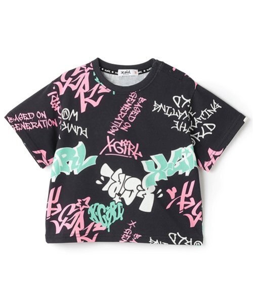 X-girl Stages（エックスガールステージス）の「【TBSドラマ フェイクマミー 着用アイテム】グラフィティ総柄半袖Tシャツ（Tシャツ/カットソー・キッズ・オフホワイト/ブラック・140cm/120cm/130cm/80ｃｍ/90cm/110cm/100cm）」の9枚目の写真