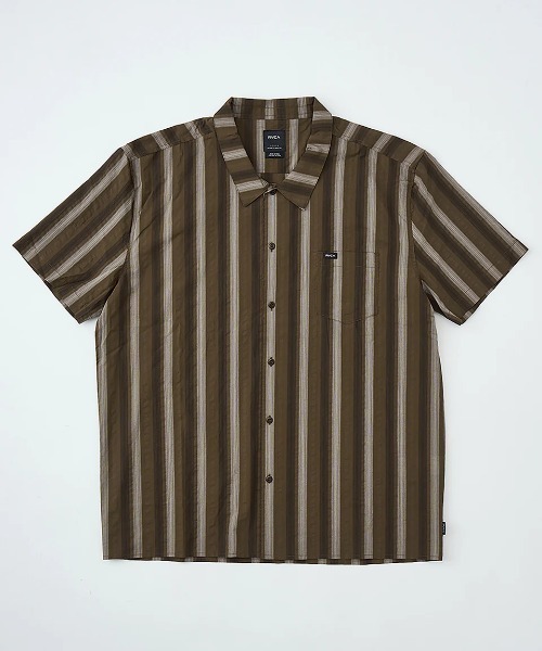 RVCA(ルーカ)の「RVCA メンズ OMBRE BORDER SHIRTS 半袖シャツ 【2025年夏モデル】/ルーカ胸ポケットワンポイントストライプ柄半袖シャツ(シャツ/ブラウス・メンズ・ベージュ系その他/ブラック系その他/ブラウン系その他・X-LARGE/LARGE/MEDIUM/SMALL)」の3枚目の写真