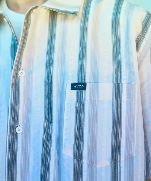 RVCA(ルーカ)の「RVCA メンズ OMBRE BORDER SHIRTS 半袖シャツ 【2025年夏モデル】/ルーカ胸ポケットワンポイントストライプ柄半袖シャツ(シャツ/ブラウス・メンズ・ベージュ系その他/ブラック系その他/ブラウン系その他・X-LARGE/LARGE/MEDIUM/SMALL)」の14枚目の写真