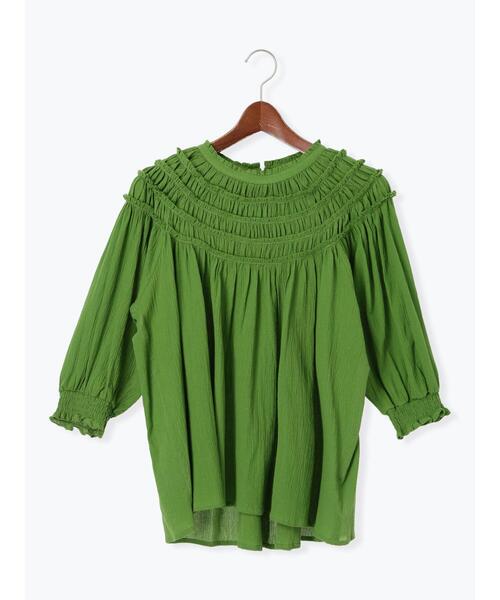 Te chichi（テチチ）の「コットンクレープスモッキングブラウス（シャツ/ブラウス・レディース・グリーン/ブラック/オフホワイト・F）」の18枚目の写真