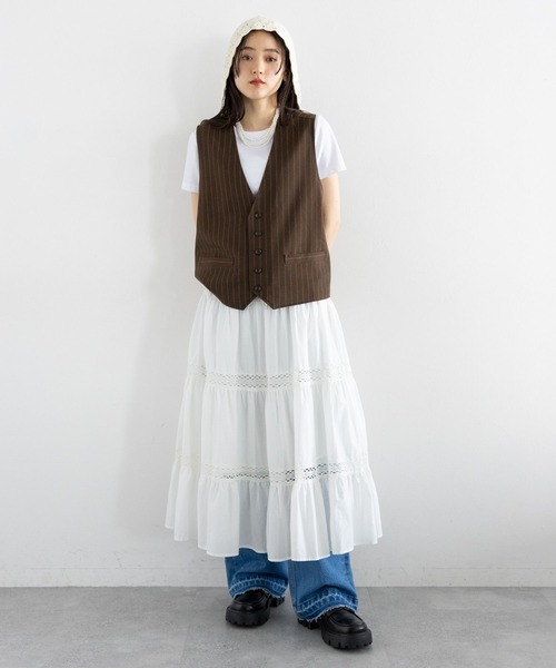 RAGEBLUE（レイジブルー）の「ストライプ/レトロジレベスト（ベスト・レディース・ネイビー/ブラウン・FREE）」の3枚目の写真