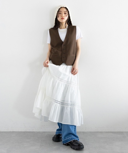 RAGEBLUE（レイジブルー）の「ストライプ/レトロジレベスト（ベスト・レディース・ネイビー/ブラウン・FREE）」の5枚目の写真