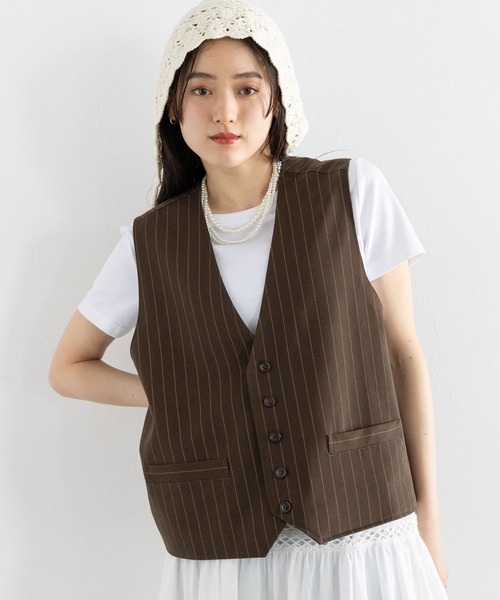 RAGEBLUE（レイジブルー）の「ストライプ/レトロジレベスト（ベスト・レディース・ネイビー/ブラウン・FREE）」の10枚目の写真