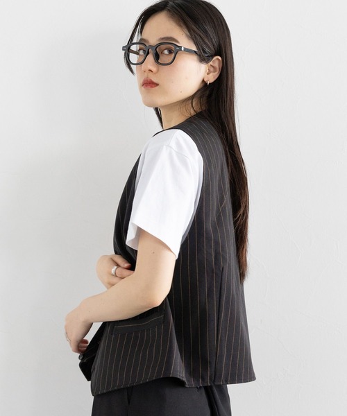 RAGEBLUE（レイジブルー）の「ストライプ/レトロジレベスト（ベスト・レディース・ネイビー/ブラウン・FREE）」の17枚目の写真