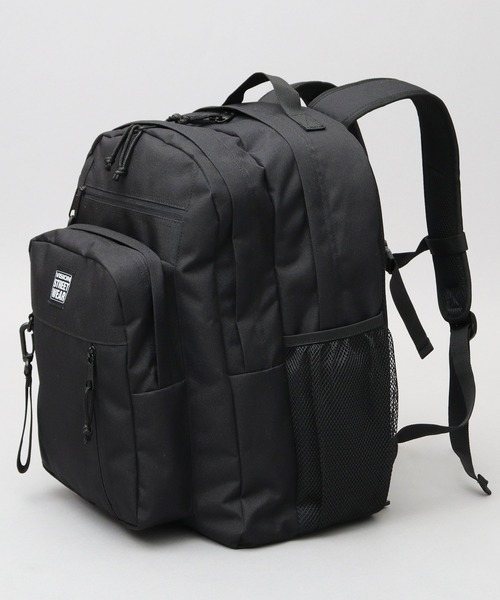 VISION STREET WEAR（ヴィジョンストリートウェア）の「大容量 2層式 スクエアバックパック サイドメッシュポット付き A4・B4収納対応（バックパック/リュック・メンズ・ブラック・FREE）」の8枚目の写真