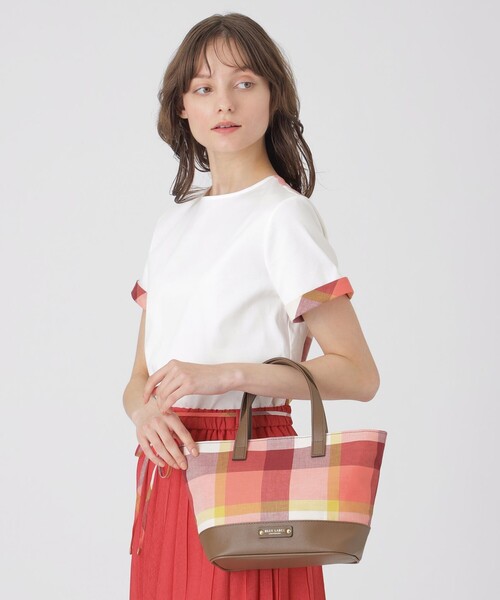 BLUE LABEL CRESTBRIDGE(ブルーレーベルクレストブリッジ)の「クレストブリッジチェックコットンリネンミニトート(トートバッグ・レディース・グリーン系その他2/レッド系その他4/ライトブルー・FREE)」の4枚目の写真