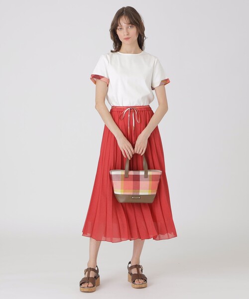 BLUE LABEL CRESTBRIDGE(ブルーレーベルクレストブリッジ)の「クレストブリッジチェックコットンリネンミニトート(トートバッグ・レディース・グリーン系その他2/レッド系その他4/ライトブルー・FREE)」の5枚目の写真