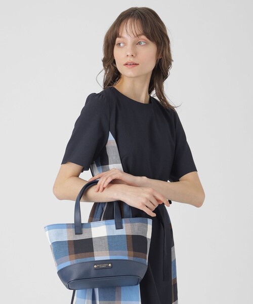 セール】クレストブリッジチェックコットンリネンミニトート