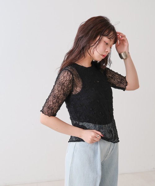 Bab(バブ)の「ストレッチレースコンパクトTシャツ(Tシャツ/カットソー・レディース・ライトブルー/ブラック/オフホワイト/グレー系その他3・FREE)」の18枚目の写真