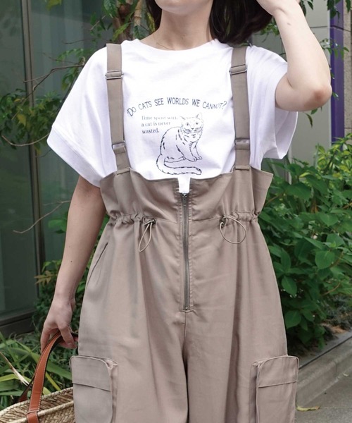 CORNERS(コーナーズ)の「おませネコTシャツ(Tシャツ/カットソー・レディース・チャコールグレー/ピンク/ホワイト/グレイッシュベージュ・FREE)」の16枚目の写真