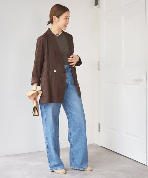 IENA イエナ　ウォッシャブル ソフトリネン2Bジャケット　ブラウン　34 ウォッシャブル ソフトリネン2Bジャケット（テーラード