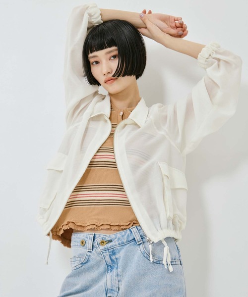 STUDIOUS(ステュディオス)の「【STUDIOUS/ステュディオス】SHEER ZIP BLOUSON/シアージップブルゾン/春アウター(ブルゾン・レディース・ブラック/ホワイト・FREE)」の20枚目の写真