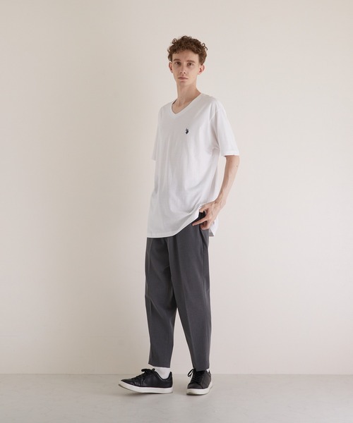 U.S. POLO ASSN.(ユーエスポロアッスン)の「U.S. POLO ASSN. USポロアッスン ワンポイント刺繍 半袖 Vネック(Tシャツ/カットソー・メンズ・ライトイエロー/ホワイト・SMALL/LARGE/X-LARGE)」の2枚目の写真
