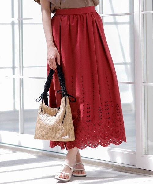 カットワークエンブロイダリー スカート