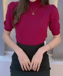 パワーショルダーリブニット 5分丈 さらっとした肌ざわり