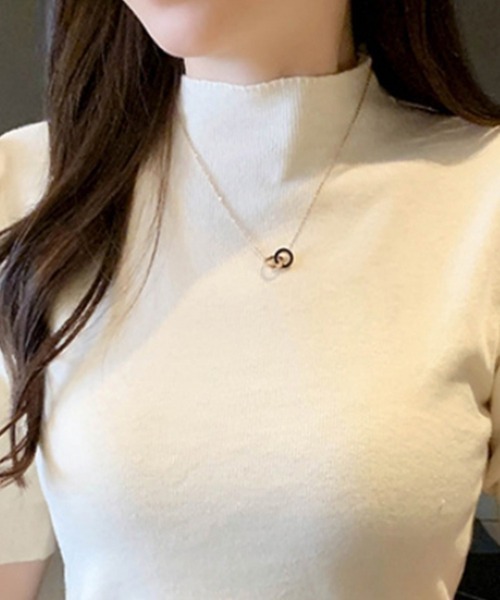 Beststore(ベストストア)の「パワーショルダーリブニット 5分丈 さらっとした肌ざわり(ニット/セーター・レディース・ベージュ/イエロー/ホワイト/ブラック/ライトベージュ/ダークグリーン/ブルー/チェリーレッド・FREE)」の18枚目の写真