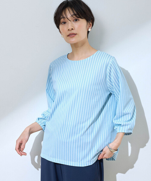 DECOY SINCE 1981(デコイシンスイチキュウハチイチ)の「【接触冷感・UVカット】ストライププルオーバー(Tシャツ/カットソー・レディース・ネイビー/ブルー/サックスブルー・L/LL/3L/M/4L)」の17枚目の写真