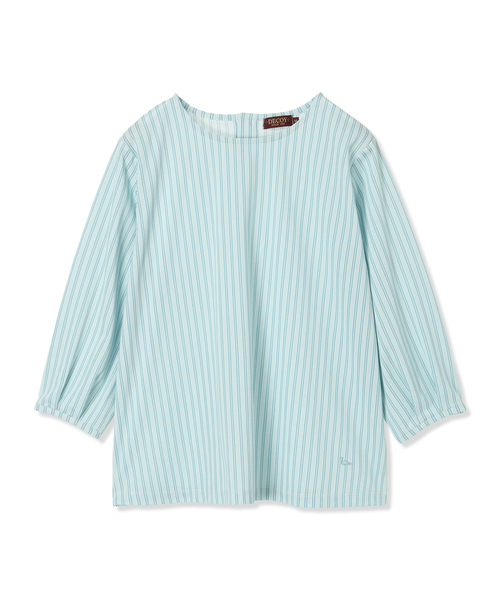 DECOY SINCE 1981(デコイシンスイチキュウハチイチ)の「【接触冷感・UVカット】ストライププルオーバー(Tシャツ/カットソー・レディース・ネイビー/ブルー/サックスブルー・L/LL/3L/M/4L)」の7枚目の写真
