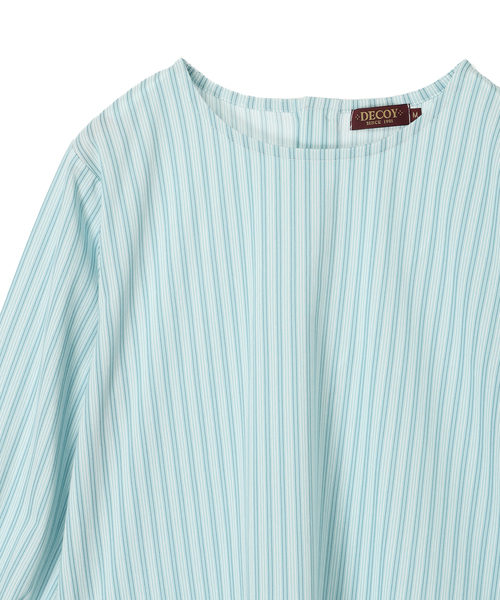 DECOY SINCE 1981(デコイシンスイチキュウハチイチ)の「【接触冷感・UVカット】ストライププルオーバー(Tシャツ/カットソー・レディース・ネイビー/ブルー/サックスブルー・L/LL/3L/M/4L)」の10枚目の写真