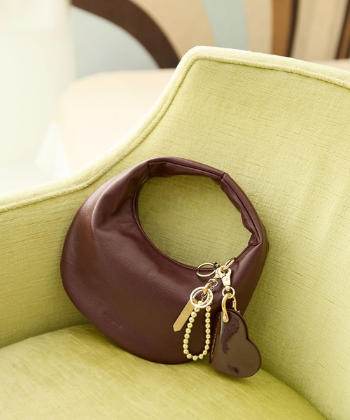 HASHIBAMI（ハシバミ）の「【HASHIBAMI】エイチビー ラウンドバッグ（ハンドバッグ・レディース・ブラック/ライトブルー/ナチュラル/シルバー/マルーン・FREE）」の4枚目の写真