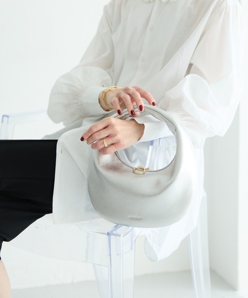 HASHIBAMI（ハシバミ）の「【HASHIBAMI】エイチビー ラウンドバッグ（ハンドバッグ・レディース・ブラック/ライトブルー/ナチュラル/シルバー/マルーン・FREE）」の19枚目の写真