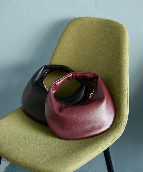 HASHIBAMI（ハシバミ）の「【HASHIBAMI】エイチビー ラウンドバッグ（ハンドバッグ・レディース・ブラック/ライトブルー/ナチュラル/シルバー/マルーン・FREE）」の8枚目の写真