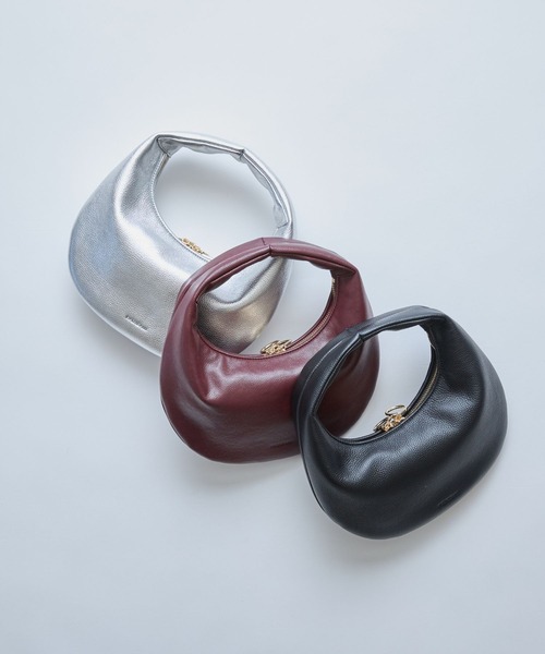 HASHIBAMI（ハシバミ）の「【HASHIBAMI】エイチビー ラウンドバッグ（ハンドバッグ・レディース・ブラック/ライトブルー/ナチュラル/シルバー/マルーン・FREE）」の15枚目の写真