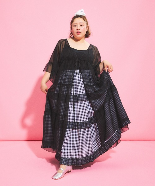PUNYUS（プニュズ）の「ギンガムチェックフリルティアードロングスカート（スカート・レディース・ブラック/イエロー/ピンク・1/2/3/4）」の19枚目の写真