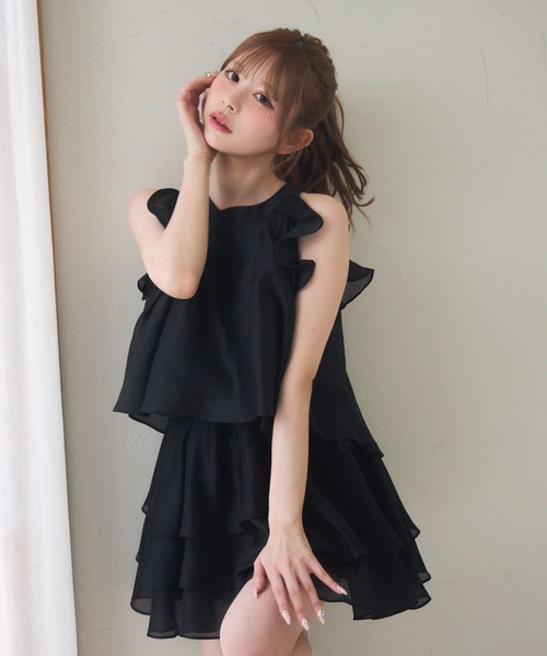 【限定1着】ハンドメイド　レディース　ノースリーブワンピース　リップル♬ リフ Riff クロシェ編み風ニットワンピース バックオープン
