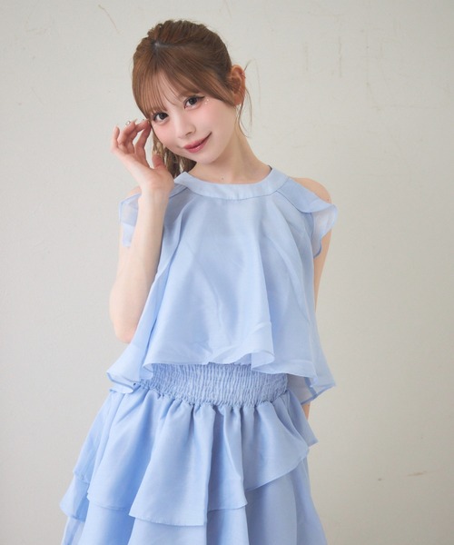 TITTY&CO.（ティティーアンドコー）の「ノースリーブフリルティアードワンピース（ワンピース・レディース・ライトブルー/ブラック・FREE）」の16枚目の写真