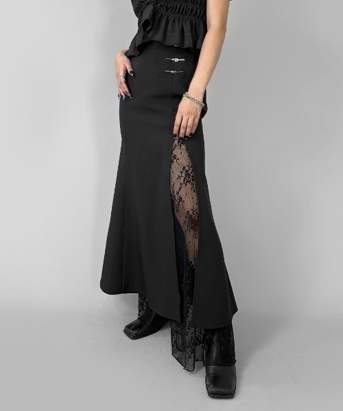 LVEU.（ラブユ.）の「【LVEU.】ピンデザインマーメイドスカート / ボトムス スカート スリットスカート ロング マーメイド ラップ ラップスカート ピン チャイナ モード ブラック（スカート・レディース・ブラック・FREE）」の17枚目の写真