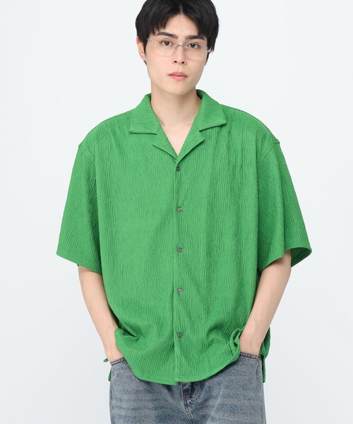 3.3 Field Trip （3.3フィールドトリップ）の「3.3 Field Trip／リップルカイキンシャツ（シャツ/ブラウス・メンズ・ブラック/アイボリー/グリーン・MEDIUM/LARGE）」の3枚目の写真