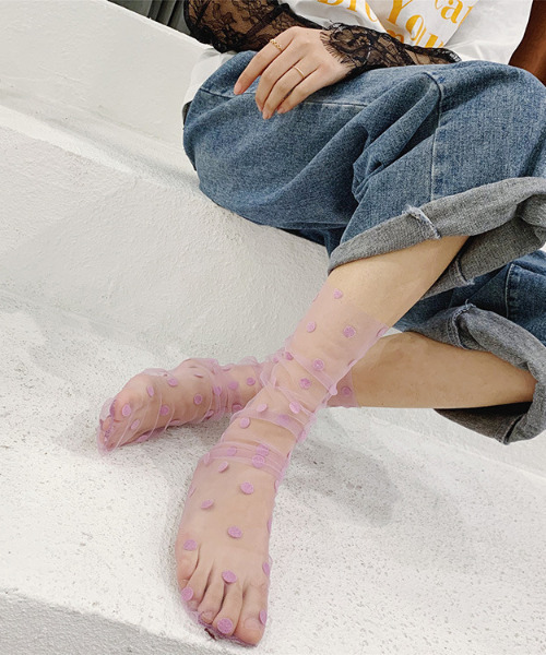 セール】『SBLTR』ユニセックス シースルードット柄ソックス