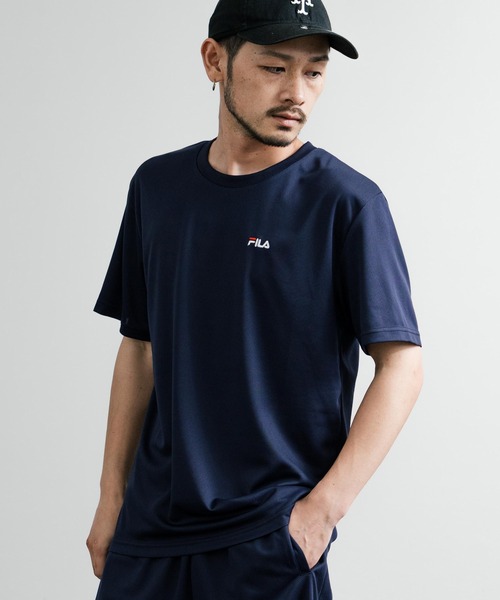 FILA(フィラ)の「FILA フィラ QUICKDRY 吸汗速乾オーバーサイズワンポイントロゴ刺繍メッシュクルーネック半袖Tシャツ(Tシャツ/カットソー・メンズ・ブラック/ホワイト/ライトグレー/ネイビー・LL/M/L)」の4枚目の写真