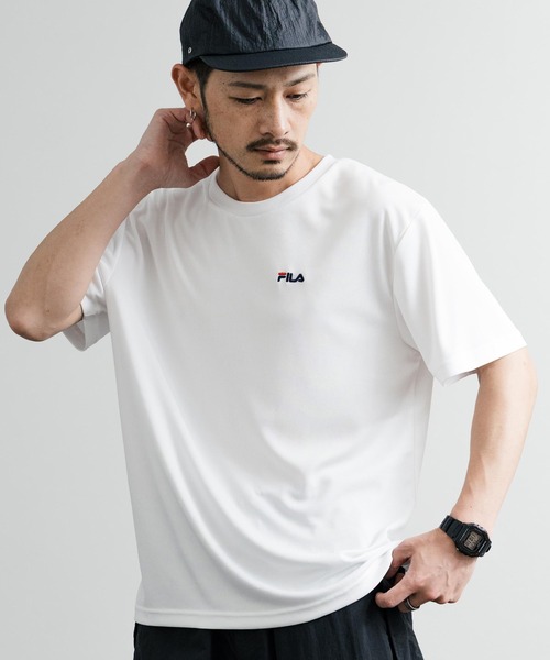 FILA(フィラ)の「FILA フィラ QUICKDRY 吸汗速乾オーバーサイズワンポイントロゴ刺繍メッシュクルーネック半袖Tシャツ(Tシャツ/カットソー・メンズ・ブラック/ホワイト/ライトグレー/ネイビー・LL/M/L)」の2枚目の写真