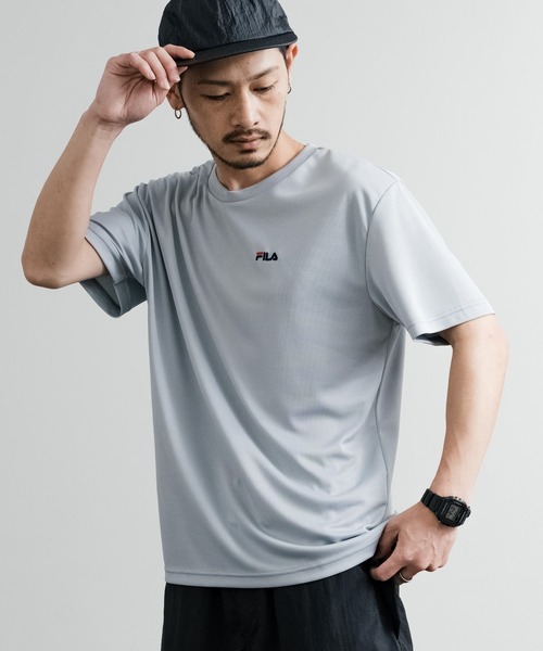 FILA(フィラ)の「FILA フィラ QUICKDRY 吸汗速乾オーバーサイズワンポイントロゴ刺繍メッシュクルーネック半袖Tシャツ(Tシャツ/カットソー・メンズ・ブラック/ホワイト/ライトグレー/ネイビー・LL/M/L)」の3枚目の写真