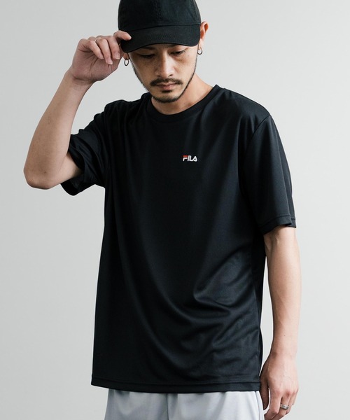 FILA(フィラ)の「FILA フィラ QUICKDRY 吸汗速乾オーバーサイズワンポイントロゴ刺繍メッシュクルーネック半袖Tシャツ(Tシャツ/カットソー・メンズ・ブラック/ホワイト/ライトグレー/ネイビー・LL/M/L)」の9枚目の写真