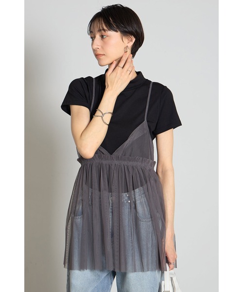 &. NOSTALGIA(アンドドットノスタルジア)の「チュールTシャツセット(Tシャツ/カットソー・レディース・ブラック/チャコールグレー・M)」の3枚目の写真