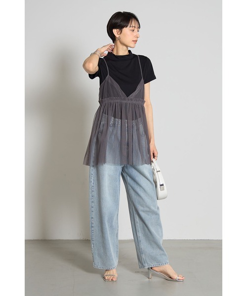 &. NOSTALGIA(アンドドットノスタルジア)の「チュールTシャツセット(Tシャツ/カットソー・レディース・ブラック/チャコールグレー・M)」の4枚目の写真
