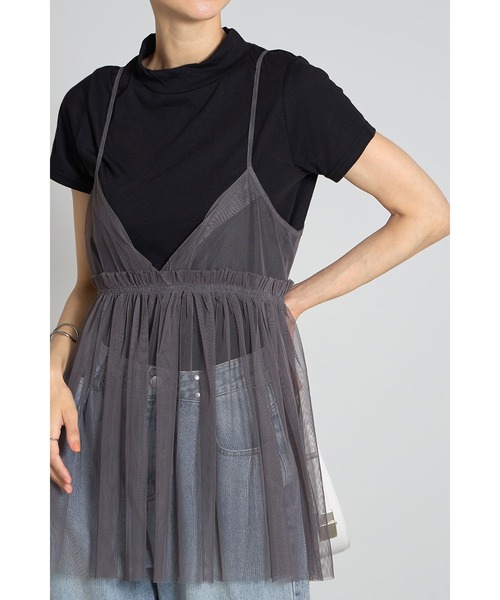 &. NOSTALGIA(アンドドットノスタルジア)の「チュールTシャツセット(Tシャツ/カットソー・レディース・ブラック/チャコールグレー・M)」の6枚目の写真