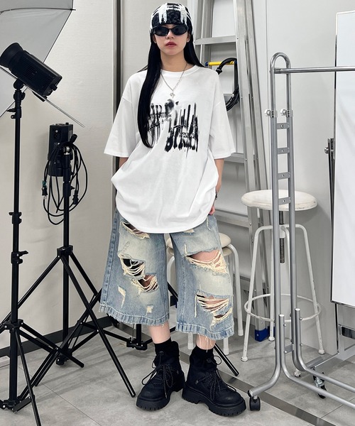 Figments(フィグメンツ)の「ダメージデニムハーフパンツ(デニムパンツ・レディース・ブルー・SMALL/MEDIUM/LARGE)」の13枚目の写真