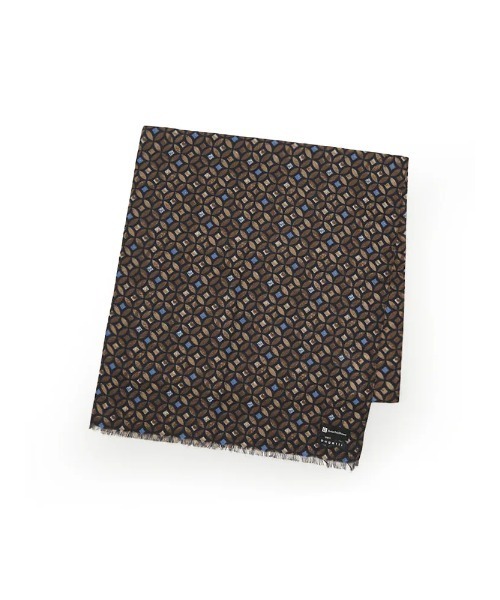 Perfect Suit FActory(パーフェクトスーツファクトリー)の「インポート【V.FRASS(ヴィフラース)】幾何学柄マフラー グレー/ブラウン(マフラー・メンズ・チャコールグレー/ダークブラウン・FREE)」の2枚目の写真