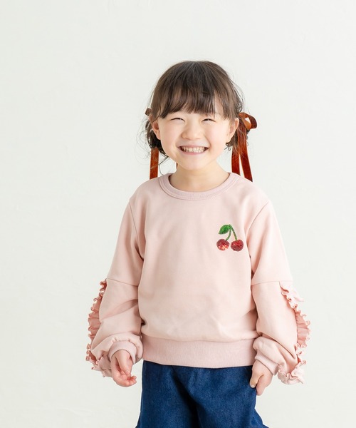 セール】袖フリルさくらんぼトレーナー（スウェット）｜la poche