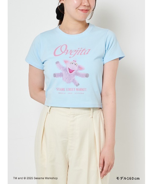 SESAME STREET(セサミストリート)の「【CHARMING THEY ARE!】クロップドTシャツ(Tシャツ/カットソー・レディース・ブルー/アイボリー/ピンク・F)」の7枚目の写真