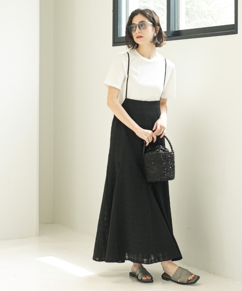 OPAQUE.CLIP（オペークドットクリップ）の「シアーチェックキャミワンピース【洗濯機洗い可】（ワンピース・レディース・ダークブラウン系1/ブラック系1・00）」の3枚目の写真