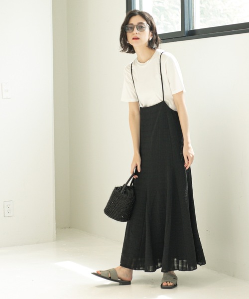 OPAQUE.CLIP（オペークドットクリップ）の「シアーチェックキャミワンピース【洗濯機洗い可】（ワンピース・レディース・ダークブラウン系1/ブラック系1・00）」の4枚目の写真